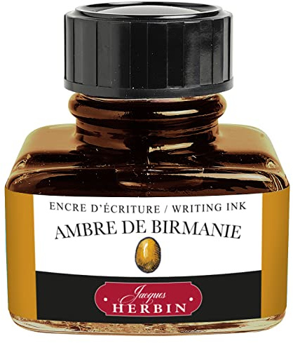 Jacques Herbin 13041T - A 30 ml Bottle of Ink for Fountain pens and rollerballs, Ambre de Birmanie/Burma Amber - Made in France - Calligraphy Writing