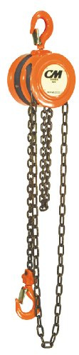 CM 2255 Steel Lightweight Hand Chain Hoist, 1000 lbs Capacity, 10' Lift Height, 1-1/16 Opening