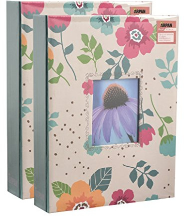 2 x Arpan 5x7'' Floral Leaf Slip In Case photo album for 200 Photos