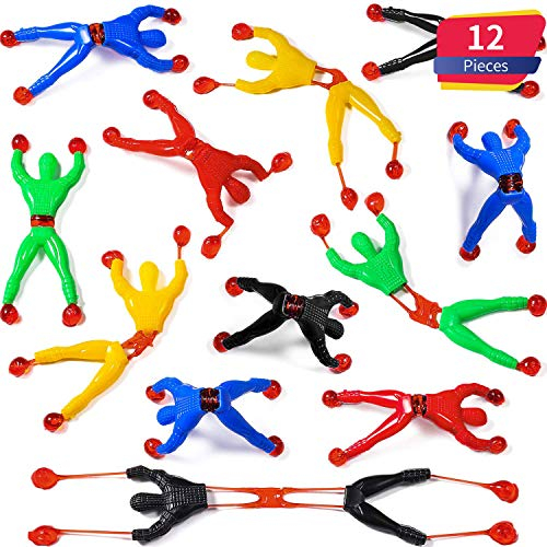 Blulu Fenster Crawler Männer, Mehrfarbig Klebrige Wand Kletterer Rolling Männer Neuheit Dehnbar Klebrige Spielzeug für Party Favor (12 Stücke)