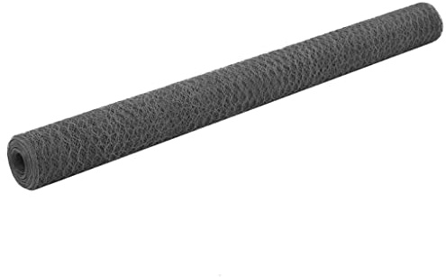 vidaXL Hönsnät stål med PVC-beläggning 25x1,5 m grå