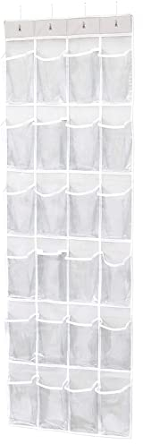 ManGotree Behind The Door Shoe Organiser Hanging Shoe Storage Organizer Overdoor Shoe Storage with 24 Clear Pockets for Storing Slippers Leather Shoes High Heels Sneakers(Transparent)