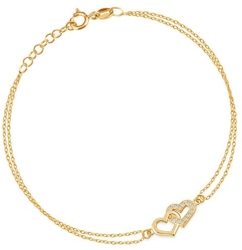 Maverton Herz Damen Armband 585 Gold - mit Herzen + personalisierte Geschenkbox mit Gravur - Weihnachtsgeschenke - Geschenk für Frauen - Länge: 17-20 cm - 14 Karat