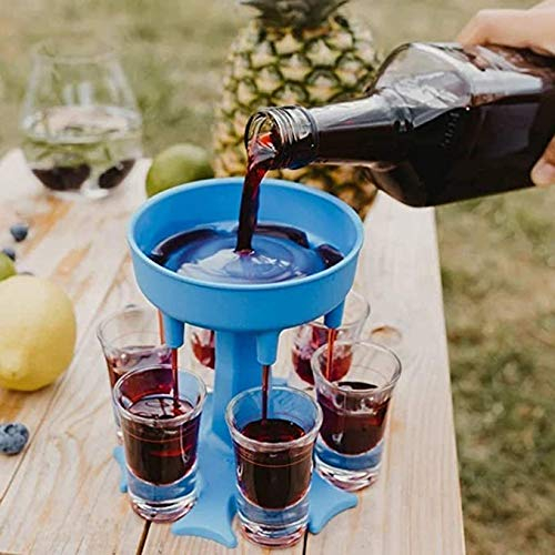 SeeKool 6 Schnapsglasspender und Halter, Spender Zum Befüllen von Flüssigkeiten, Cocktail-Shots Spender, Bar-Schnapsspender, Carrier Caddy Liquor Dispenser, Partygeschenke, FürTrinkspiele(Blau)