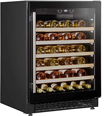 Baridi 54 Bottle Wine Cellar Fridge with Digital Touch Screen Controls, 135L Capacity Cooler Cabinet, Black - DH78