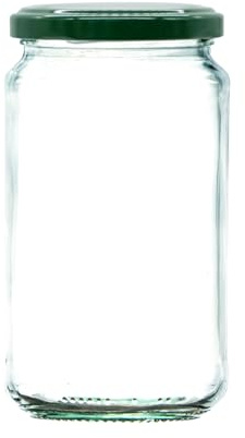 Wares of Knutsford 1lb / 370ml Airtight Glass Jam Jars with Coloured Twist Lids | Preserving Jars for Jam, Honey, Chutney & Marmalade | Dishwasher Safe (Green Lid, 100)