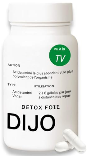 DIJO - Detox Foie - Draineur et Elimination de Toxines - Extrait de Chardon Marie, Romarin, Desmodium et Chrysantellum - 50 Gélules Gastro-Résistantes - Végan - Fabriqué en France