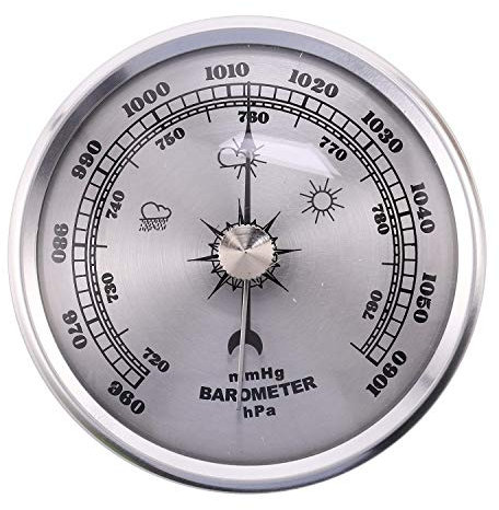 Flisdtry Manomètre en métal à suspendre au mur, baromètre atmosphérique, multifonction, thermomètre hygromètre portable