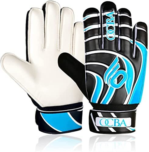 OCBC Torwarthandschuhe Kinder mit Protection Super Grip Stoßdämpfende Polsterung zum Schutz von Handflächen und Fingern für Fußballhandschuhe für Jungen und Mädchen (Blau, 1)