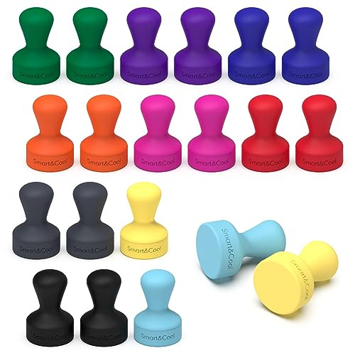 SMART&COOL Silicone Anti Scratch Push Pin Refrigerator Magnets, Thumbtack Magnets for Fridge, Dry Erase Board, Whiteboard, Office, Classroom, School (20 Pack, Multi)