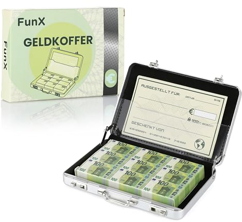 FunX Geldgeschenk Geldkoffer mit Grußkarte - Geschenkbox für Gutscheine zur Hochzeit, Jugendweihe oder Geburtstag - 10 x 7 cm