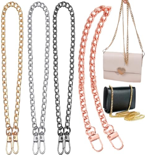Cohentbliss 4 Stück Tasche Kettenriemen 120cm Metall Schultergurt Metall Schultergurt Handtaschenkette Ersatz Schulterriemen Schultergurt Kette für Tasche für Taschen Umhängetasche Crossbody Tasche