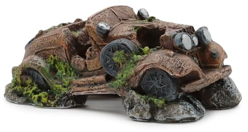 Amtra Deko Automobile Affondata - Decorazione in resina atossica per Acquari, Accessorio ornamentale subacqueo, Decorativo rifugio nascondiglio, Dipinto a mano, Dimensione 10,7 * 17,5 * 7,5 cm