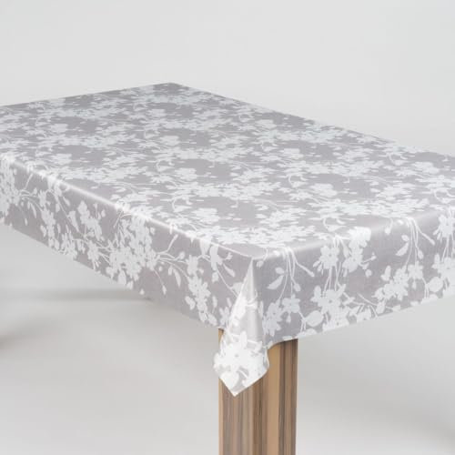 laro Wachstuch-Tischdecke Wachstischdecke Gartentischdecke Blumen Ornament Grau, Muster:Blumen Ornament Grau, Größe:110x160