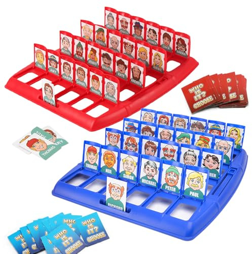 JurciCat 96 Delar Vem är Det Spelet Vem är Det Roligt Gissningsspel Brädspel Vem ärJag Spel Klassiskt Spel Barnleksak Brädspel För familjen Och Festen (Färg)