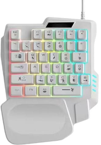 Teclados mecánicos - Teclado mecánico para juegos | Teclado mecánico ergonómico con una sola mano | Teclado profesional para juegos de teléfono con luz RGB para el hogar, dormitorio, hotel