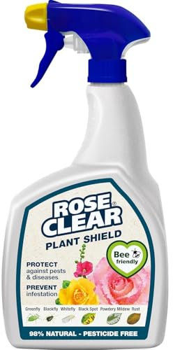 RYYN® Rose Clear Plant Shield 800ml Ready to Use 3 In 1 Spray Protects Roses Ornamentals Deters Aphids Fungal Spores Barrier Defence (Pack 1)