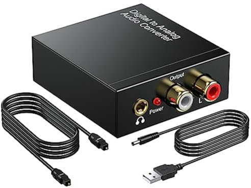 Sirxlevcy 192KHz Digital to Analog Audio Converter, Toslink Optical to 3.5mm Adapter for PS 4 HD DVD Home Theater System Easy Install