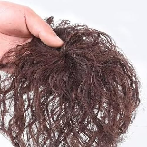 Brown Wig Pieces for Top of Head, Curly Hair Topper Replacement Fluffy Hairpiece Seamless Clip in Top Wiglet for Women Thin Hairs Hairpieces,Women Thin,Wigs and Accessories Hair Care