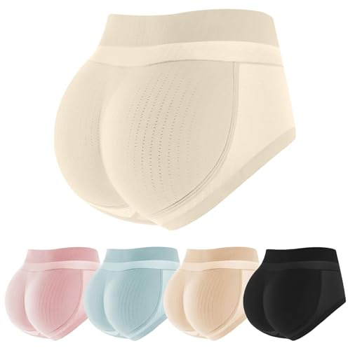 Mayoii Women's High Waist Padded Pants with Bum Pads – Breathable Bottom Lift Pants & Hip Enhancer Tummy Control Shorts (UK, Alpha, L, Regular, Regular, White)