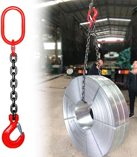Chaîne d'élingue pour levage 3 5 8 11 tonnes, chaîne de levage industrielle en acier à une jambe de 1 m pour machines de chantier, remorquage de charges lourdes, crochet autobloquant, outil d'haltér