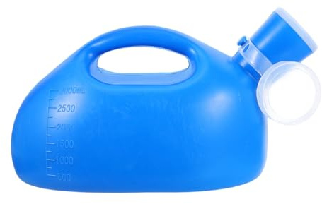 TOBBOMEY Urinoir Masculin Portable 3000 Ml Bleu Lisse Urinoir d'Urgence Voyage Anti-Éclaboussures Bouteille d'Urine Ergonomique Grosse Capacité pour Usage Nocturne et Hospitalier