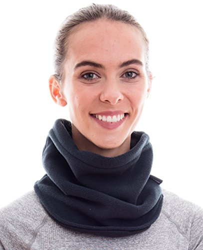 Hilltop Polar Multifunktionstuch, Herbst & Winter Schal, Halstuch, Motorradmaske, Gesichtsmaske, Halswärmer, mit Kordelzug 100% Fleece, für Damen und Herren, Design/Farbe:anthrazit doppellagig