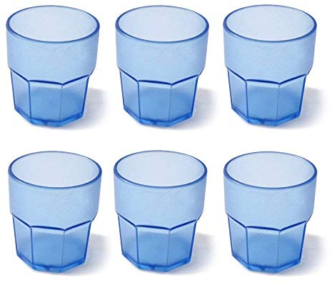 omada Design set de 6 vasos de 30 cl, bebidas o vasos largos, 12,5 cm de alto en plástico, irrompible, apilable, forma octogonal y apto para lavavajillas, línea Unglassy (6 Pezzi Turquesa)