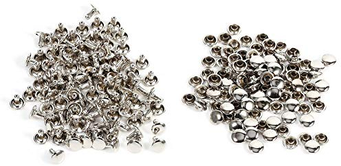 100Sets Leather Rivets Double Cap Rivet Tubular Metal Studs for Repairs Decoration (Silver)