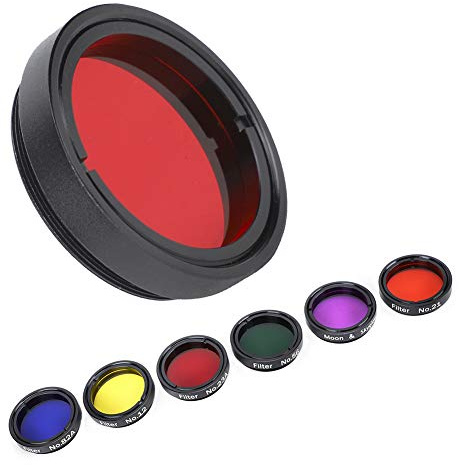Juego de filtros de telescopio, Filtro de Ocular telescópico Colorido de 1.25 pupara LGadas 6PCS con Caja de Almacenamiento