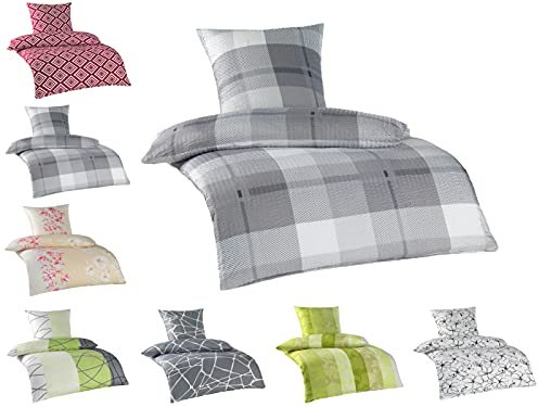 BaSaTex Seersucker Bettwäsche Set Mikrofaser Polyester 135x200 cm | Reißverschluss| 100% Microfaser | 2 teiliges Set | Design: Kaspar