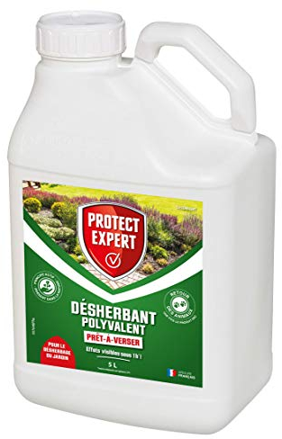 PROTECT EXPERT Désherbant Polyvalent - Effets Visibles Sous 1h - 5L - Jusqu’à 50m² Traités - Prêt À Verser PROHERBIOPAV5
