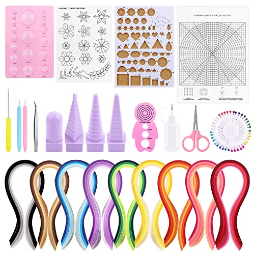 Mardatt 64-teiliges komplettes Papier-Quilling-Set, 45 Farben, 900 Streifen, Papier mit notwendigen Werkzeugen für Anfänger, Fortgeschrittene Quiller, DIY Handwerk Quilling Set