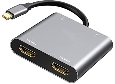 USB C Auf Dual HDMI Adapter, 4 in 1 Typ C Hub Mit 2 HDMI (4K @ 30Hz)/USB 3.0/PD Aufladen, Dual HD Screen Display Dockingstation Für Windows, MacOS