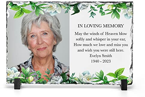 Personalised Memorial Photo Slate Gift In Loving Memory Keepsake Custom Picture Remembrance Plaque Add Your Own Image Landscape With Stand 12x22 15x20 20x30 (20x30cm)