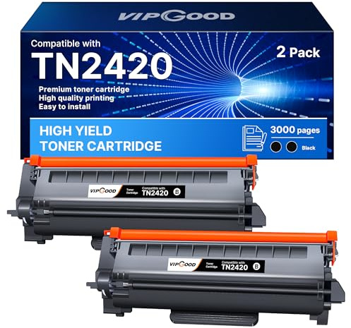 VIPGOOD TN2420 TN2410 Toner Con Chip Compatibile per Brother TN 2420 TN-2410 per MFC-L2710DW MFC-L2710DN L2730DW L2750DW DCP-L2510D L2530DW HL-L2375DW L2310D L2350DW L2370DN (Nero, 2-Pack)