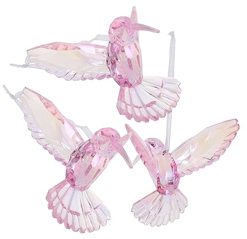 TOPBATHY 3st Kristall-Vogel-anhänger Dekoration Für Schlafzimmer Dekoratives Kolibri-Ornament Deckenkolibris-dekore Vogel Christbaumschmuck Statue Glas Der Vogel Acryl Rosa