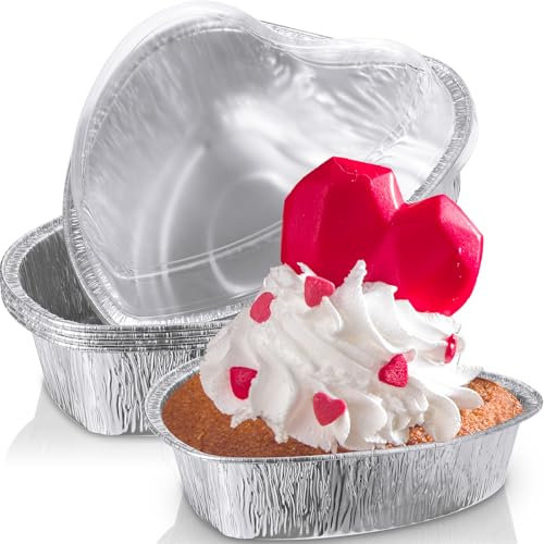 Hushee 6 Pcs Heart Cake Pans with Lids, 27 oz Valentine's