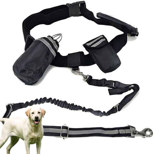 Joggingleine Hunde mit Bauchgurt, Laufgürtel, Freihandleine, Hundeleine elastisch, Bauchleine ruckdämpfend