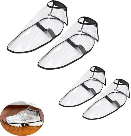 ArrErr 2 Pair Barber Shoe Covers Protector Clear Reusable Hair Dye Shoes Cap Protective Case Cover for Men Women Barbershop Hair Cutting Coloring Hairdressing Salon Haircut Stylist Colorist
