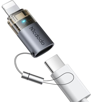 mcdodo 36W USB-C auf Lightning Adapter mit Lanyard, PD Schnellladegerät & Datenübertragung für iPhone 14/13/12/11/X/8, AirPods, iPad Pro (Kompatibel mit MacBook)