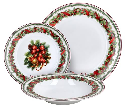 Tognana Christmas Eve, Servizio piatti 18 pezzi per 6 persone, Porcellana, Multicolor