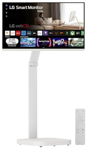 LG 32U721SAW-W - Smart Monitor Swing 32, Especial Cine & Streaming, 4K UHD (3840 x 2160), VA, webOS24, USB Tipo-C, Peana Swing Portátil y Flexible, Mando Magic Pointer Remote, App ThinQ, Blanco