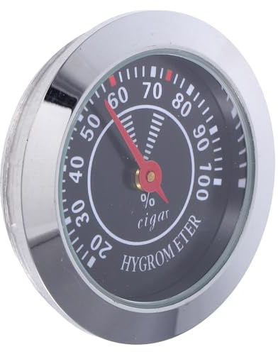 PERSELOSO Mechanical Round Analog Hygrometer Gauge 38mm for Cigar Humidor Box Black Cigar Cabinet Accessory with Battery-Free Operation Suitable for Tobacco Humidifying and Storage