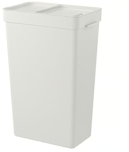 Set of 2 Light Gray Storage Bin with Lid, Stackable Plastic Container with Integrated Handles and Top Ring, Space-Saving Organizer for Kitchen, Office, Garage, 9 Gallon