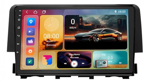 Autorradio Android 15 de 9 Pulgadas Doble DIN para Honda Civic 2016-2021, con CarPlay, Bluetooth, GPS, Radio FM, WiFi, cámara Trasera y Controles en el Volante (A1 1G+32G)