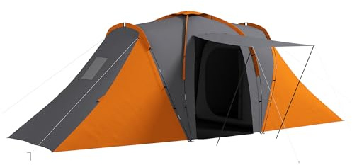 Outsunny Tente Tunnel 4 pers. 2 ch. 555x225x190cm Gris Orange