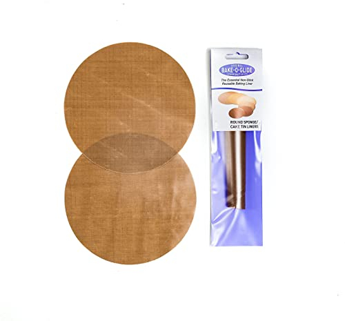 Bake-O-Glide Multigrade Sponge Tin Liners, 2 Pack of Pre-Cut Circles, 9 / 225mm, Brown