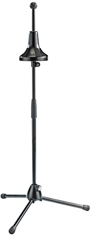 K&M 149/1 Bass-Posaunenständer Schwarz - Metallsockel, Klappfüßen - Holzkegel mit Filzauflage - 65 - 114 cm Höhe