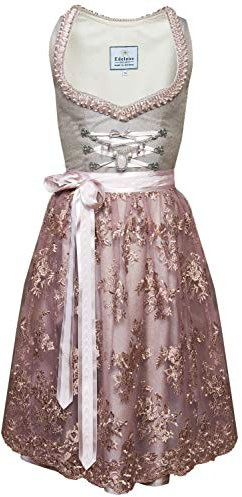 Edelnice Trachtenmode Exklusives Designer Midi Dirndl Ophelia inkl. Spitzen Dirndlschürze und Charivari Gr. 32-54